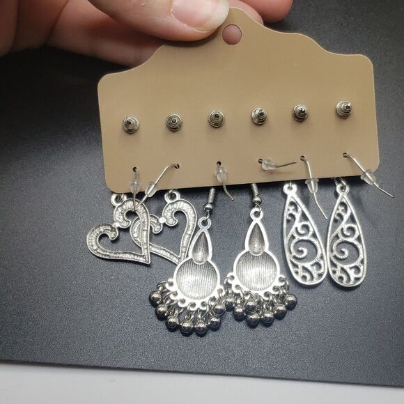 Bohemian turquoise heart snowflake earring bundle set - Picture 3 of 3